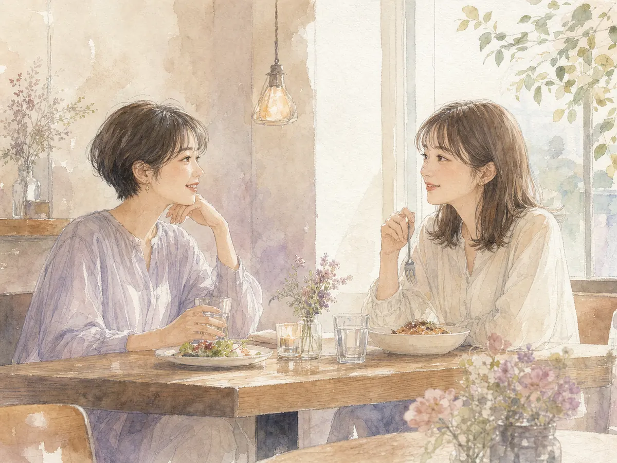退勤後の時間を過ごす女性看護師の水彩イラスト