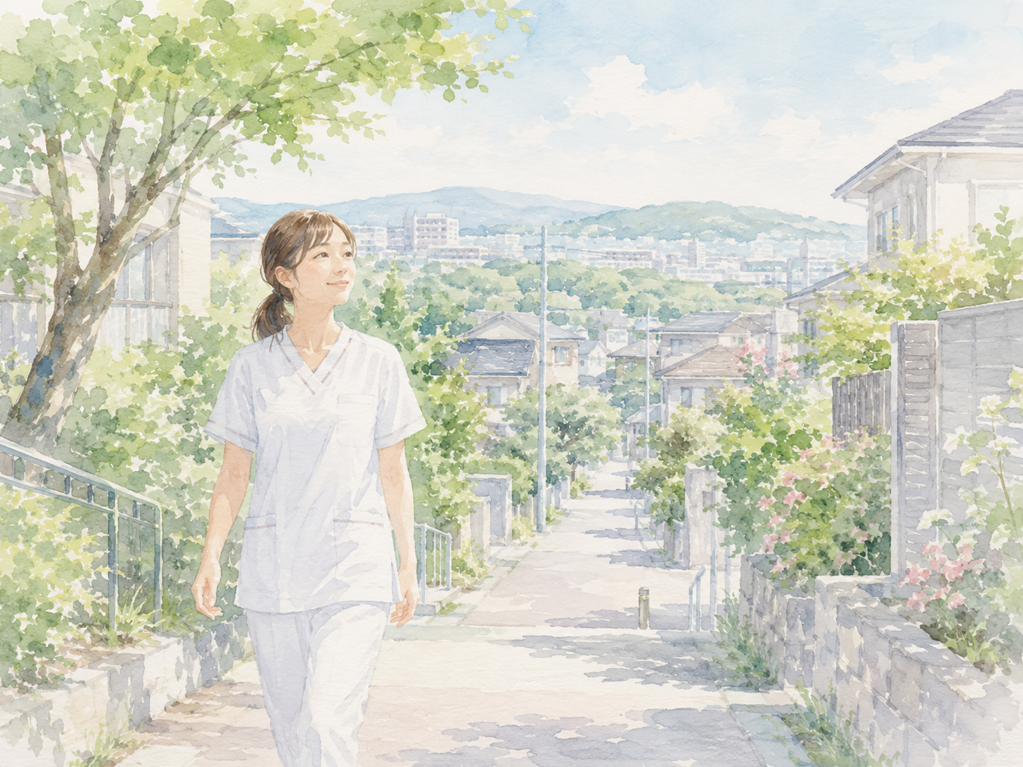 多摩周辺の暮らしを描いた水彩イラスト